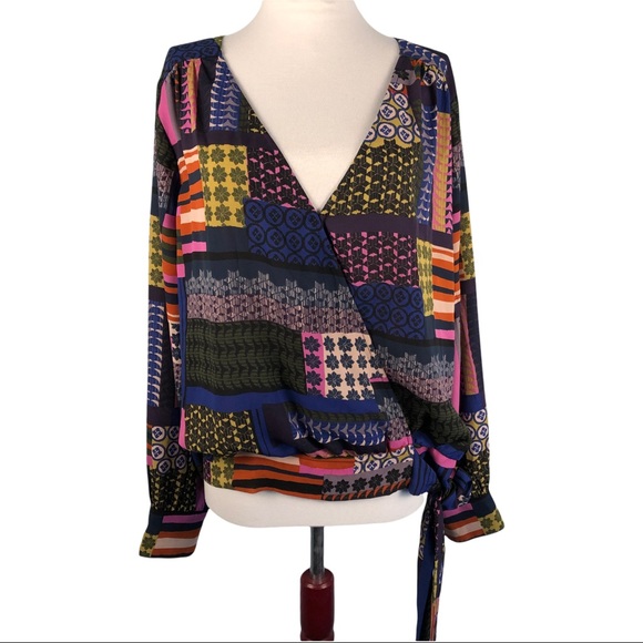 Colorful Patchwork Wrap Top - Picture 10 of 10